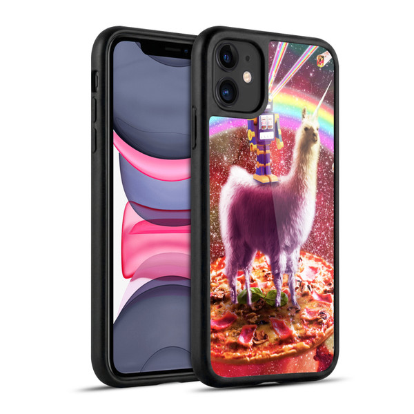 Random Galaxy Space Llama Robot & Pizza Gel Armour Case For Apple iPhone 11
