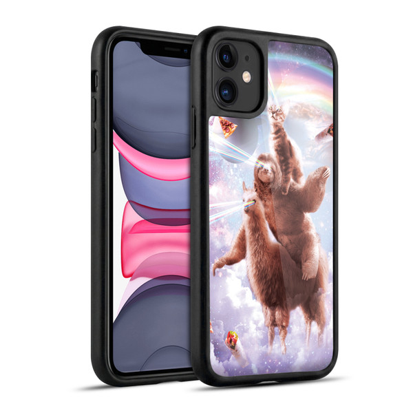 Random Galaxy Space Llama Sloth & Cat Lazer Eyes Gel Armour Case For Apple iPhone 11