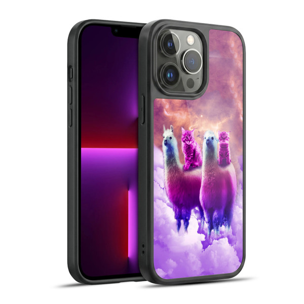 Random Galaxy Space Llama Galaxy Purple Cat Gel Armour Case For Apple iPhone 13 Pro Max