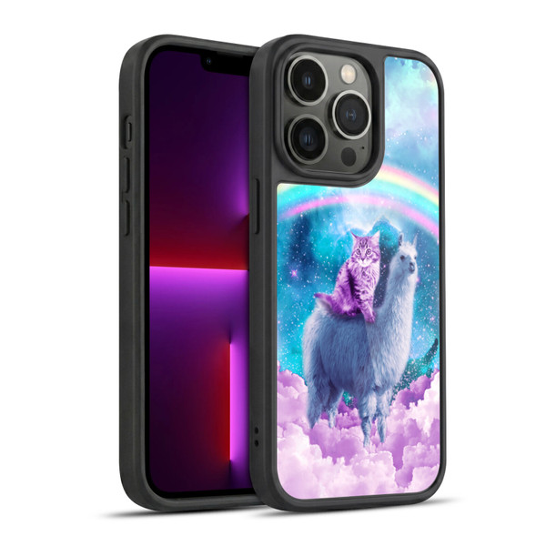 Random Galaxy Space Llama Cloudy Cat In Rainbow Gel Armour Case For Apple iPhone 13 Pro