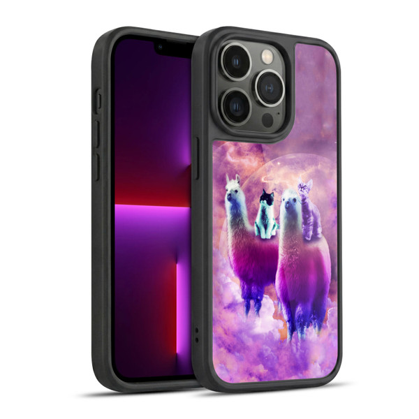 Random Galaxy Space Llama Kitty & Cat Gel Armour Case For Apple iPhone 13 Pro