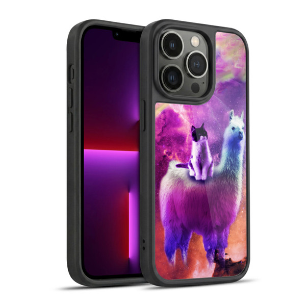Random Galaxy Space Llama Purple Galaxy Cat Gel Armour Case For Apple iPhone 13 Pro