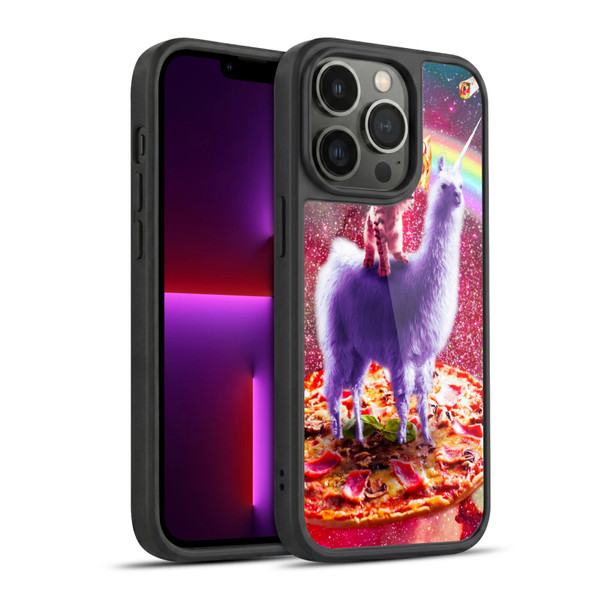 Random Galaxy Space Llama Rainbow Lazer Cat & Pizza Gel Armour Case For Apple iPhone 13 Pro