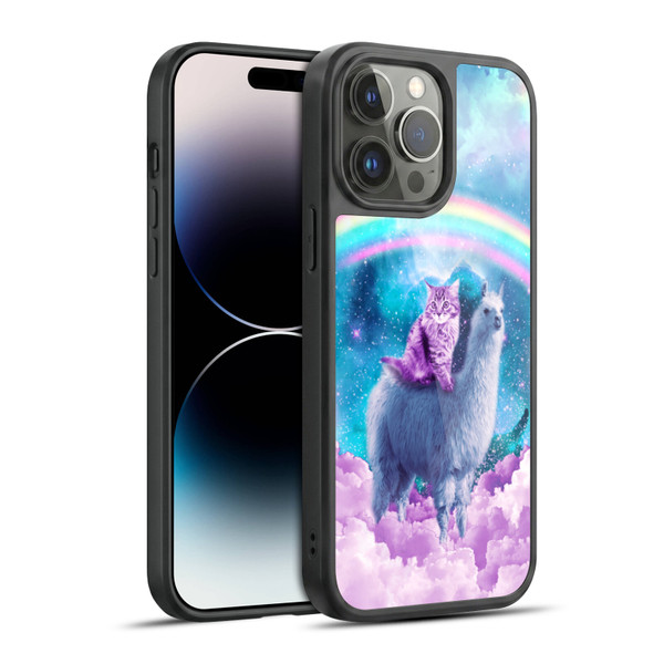 Random Galaxy Space Llama Cloudy Cat In Rainbow Gel Armour Case For Apple iPhone 14 Pro Max
