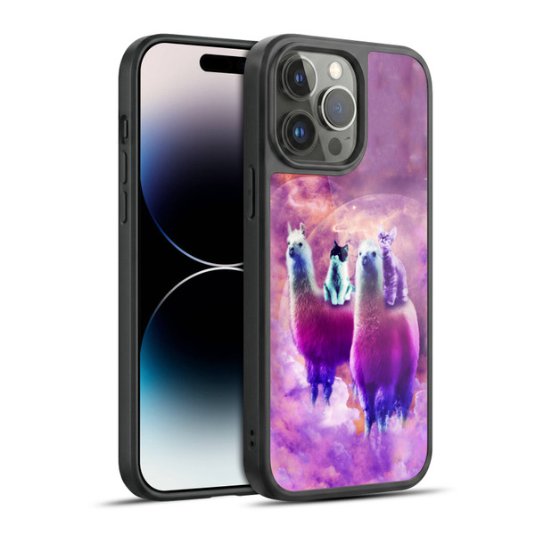 Random Galaxy Space Llama Kitty & Cat Gel Armour Case For Apple iPhone 14 Pro Max