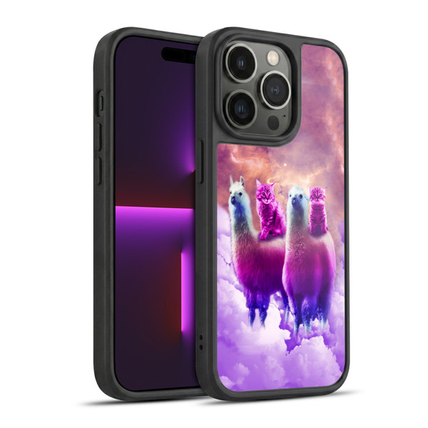 Random Galaxy Space Llama Galaxy Purple Cat Gel Armour Case For Apple iPhone 14 Pro
