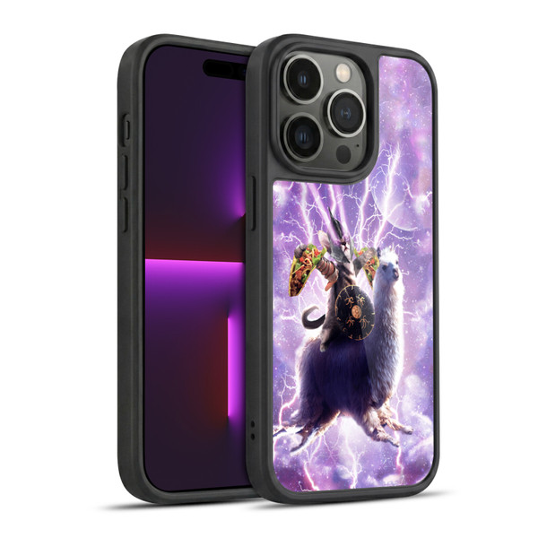 Random Galaxy Space Llama Lazer Cat & Tacos Gel Armour Case For Apple iPhone 14 Pro
