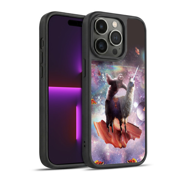 Random Galaxy Space Llama Outer Space Sloth & Bacons Gel Armour Case For Apple iPhone 14 Pro