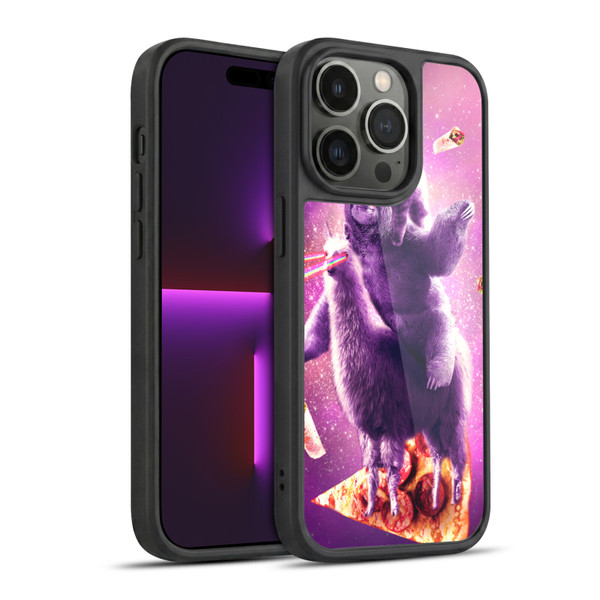 Random Galaxy Space Llama Sloth & Cat Lazer Eyes 2 Gel Armour Case For Apple iPhone 14 Pro