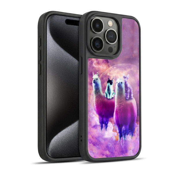 Random Galaxy Space Llama Kitty & Cat Gel Armour Case For Apple iPhone 15 Pro