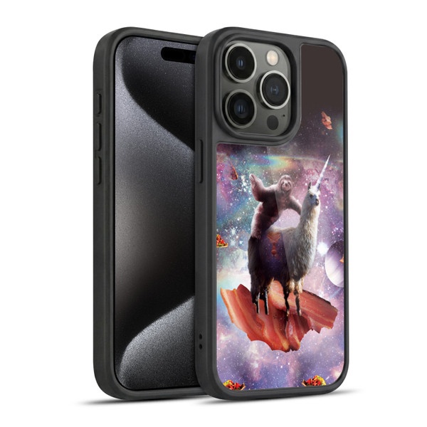 Random Galaxy Space Llama Outer Space Sloth & Bacons Gel Armour Case For Apple iPhone 15 Pro