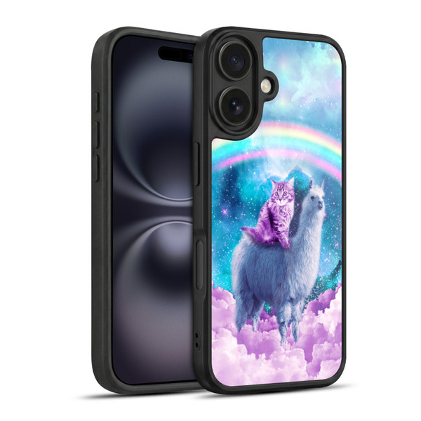 Random Galaxy Space Llama Cloudy Cat In Rainbow Gel Armour Case For Apple iPhone 16