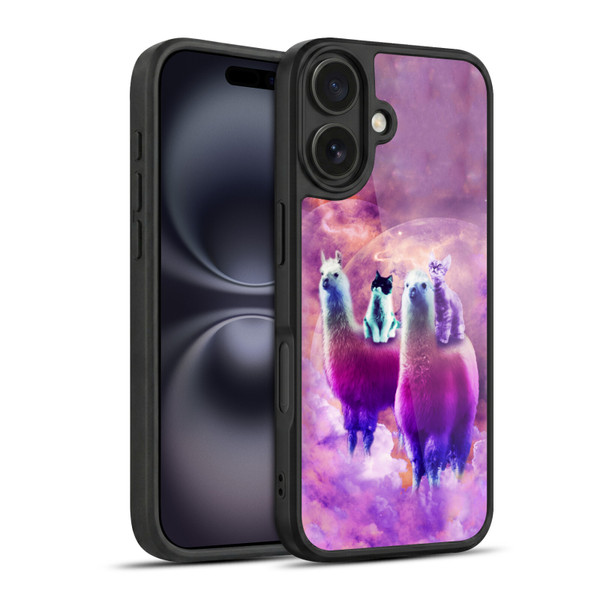 Random Galaxy Space Llama Kitty & Cat Gel Armour Case For Apple iPhone 16