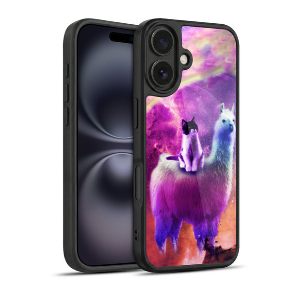 Random Galaxy Space Llama Purple Galaxy Cat Gel Armour Case For Apple iPhone 16