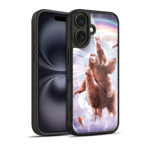 Random Galaxy Space Llama Sloth & Cat Lazer Eyes Gel Armour Case For Apple iPhone 16