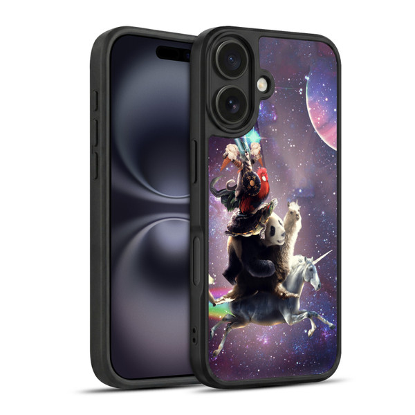 Random Galaxy Space Llama Unicorn Space Ride Gel Armour Case For Apple iPhone 16