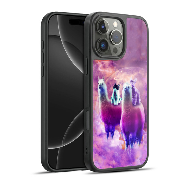 Random Galaxy Space Llama Kitty & Cat Gel Armour Case For Apple iPhone 16 Pro Max