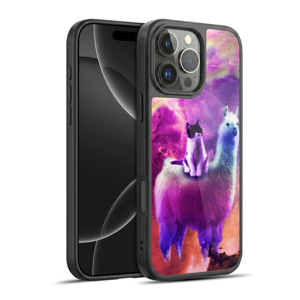 Random Galaxy Space Llama Purple Galaxy Cat Gel Armour Case For Apple iPhone 16 Pro Max