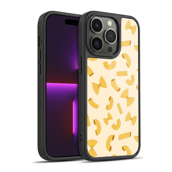 PLdesign Food Patterns Macaroni Pasta Gold Gel Armour Case For Apple iPhone 14 Pro