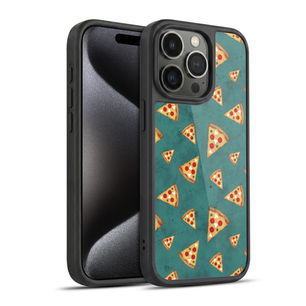 PLdesign Food Patterns Cool Fun Pizza Slices Teal Gel Armour Case For Apple iPhone 15 Pro