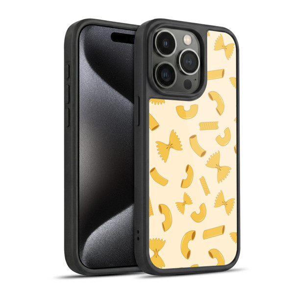PLdesign Food Patterns Macaroni Pasta Gold Gel Armour Case For Apple iPhone 15 Pro