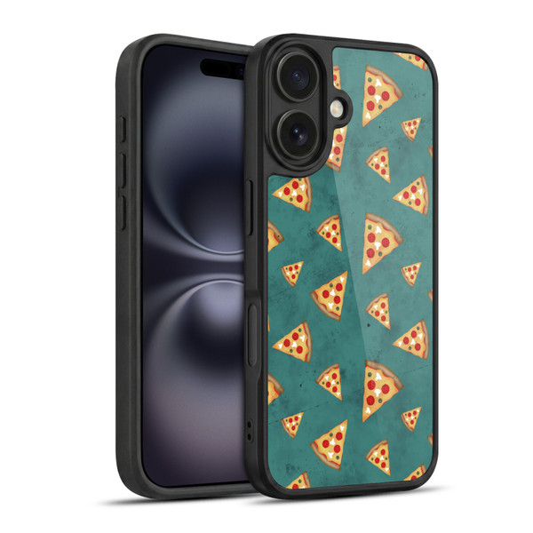 PLdesign Food Patterns Cool Fun Pizza Slices Teal Gel Armour Case For Apple iPhone 16