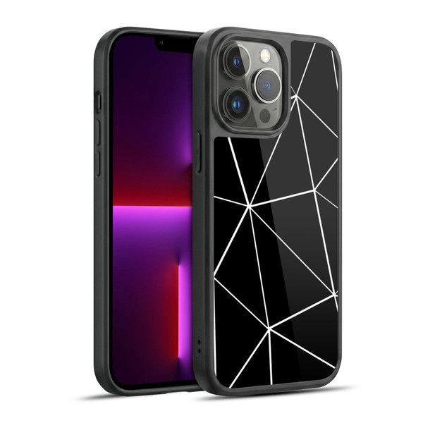 PLdesign Geometric Patterns Black Triangles White Lines Gel Armour Case For Apple iPhone 13 Pro Max