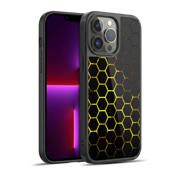 PLdesign Geometric Patterns Honeycomb Yellow Gel Armour Case For Apple iPhone 13 Pro Max