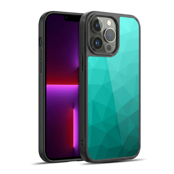 PLdesign Geometric Patterns Turquoise Gradient Mesh Gel Armour Case For Apple iPhone 13 Pro Max