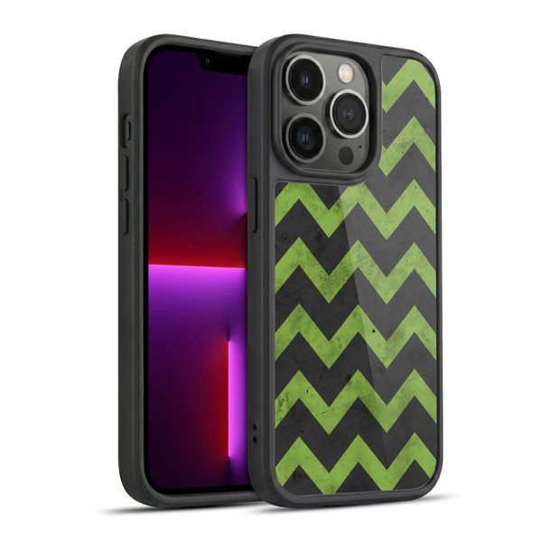PLdesign Geometric Patterns Green Gray Vintage Gel Armour Case For Apple iPhone 13 Pro