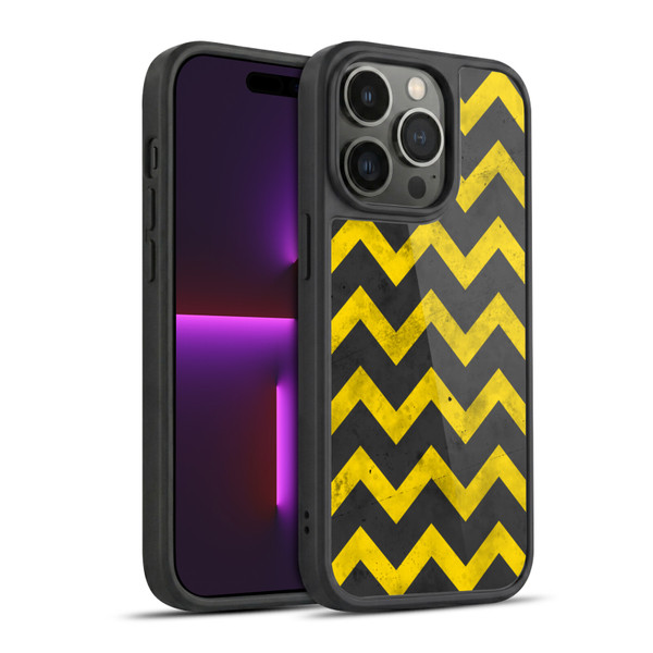 PLdesign Geometric Patterns Yellow Gray Vintage Gel Armour Case For Apple iPhone 14 Pro