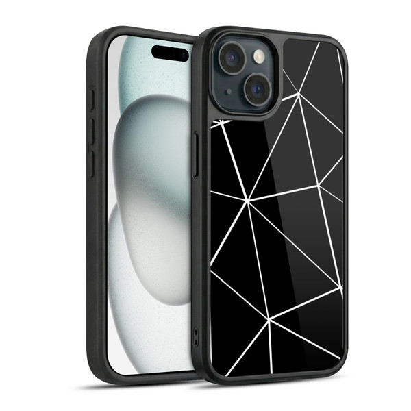 PLdesign Geometric Patterns Black Triangles White Lines Gel Armour Case For Apple iPhone 15