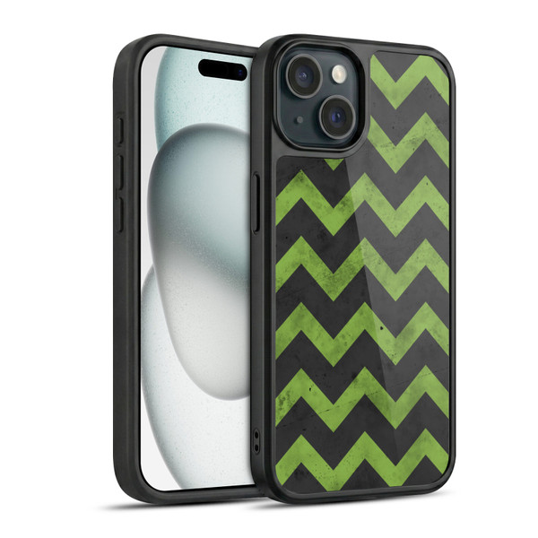PLdesign Geometric Patterns Green Gray Vintage Gel Armour Case For Apple iPhone 15