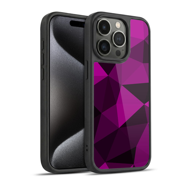 PLdesign Geometric Patterns Dark Pink And Black Mesh Gel Armour Case For Apple iPhone 15 Pro