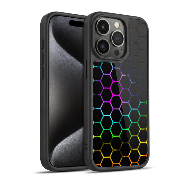 PLdesign Geometric Patterns Honeycomb Spectrum Gel Armour Case For Apple iPhone 15 Pro
