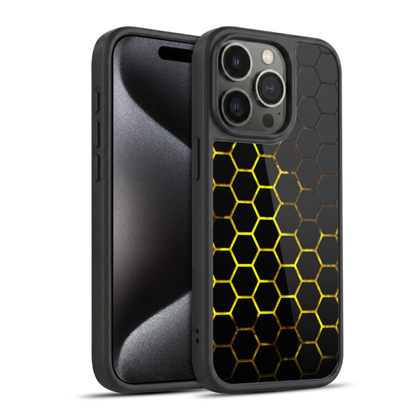 PLdesign Geometric Patterns Honeycomb Yellow Gel Armour Case For Apple iPhone 15 Pro
