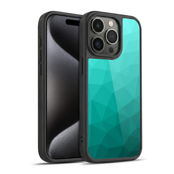 PLdesign Geometric Patterns Turquoise Gradient Mesh Gel Armour Case For Apple iPhone 15 Pro