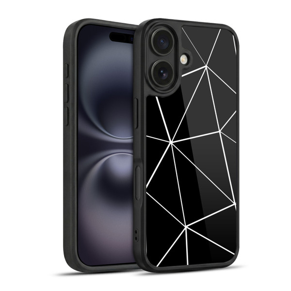 PLdesign Geometric Patterns Black Triangles White Lines Gel Armour Case For Apple iPhone 16