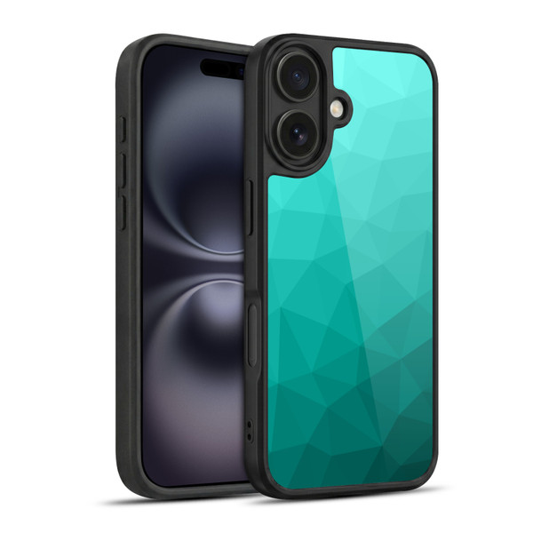 PLdesign Geometric Patterns Turquoise Gradient Mesh Gel Armour Case For Apple iPhone 16