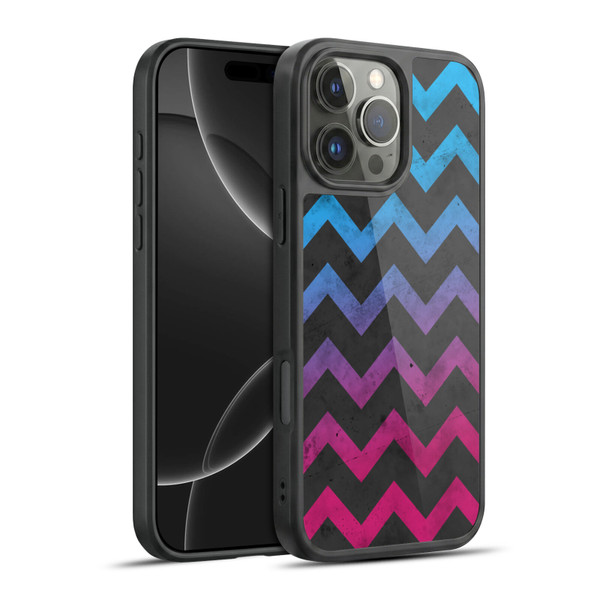 PLdesign Geometric Patterns Blue Pink Ombre Vintage Gel Armour Case For Apple iPhone 16 Pro Max