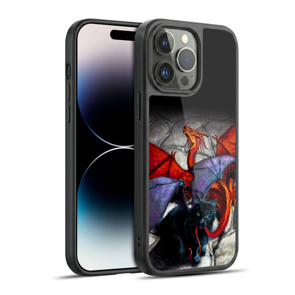 Stanley Morrison Art Bat Winged Black Cat & Dragon Gel Armour Case For Apple iPhone 14 Pro Max