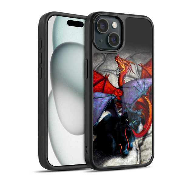 Stanley Morrison Art Bat Winged Black Cat & Dragon Gel Armour Case For Apple iPhone 15