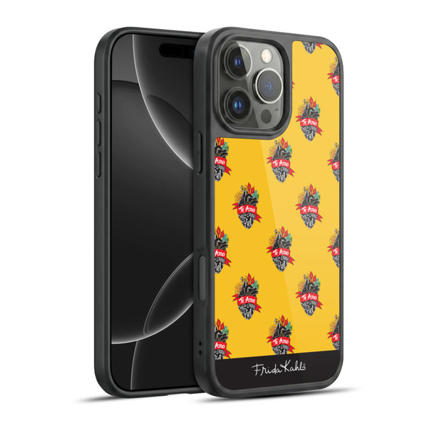 Frida Kahlo Typography Heart Pattern Gel Armour Case For Apple iPhone 16 Pro Max