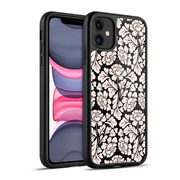 Anis Illustration Flower Pattern 2 Black 1 Gel Armour Case For Apple iPhone 11