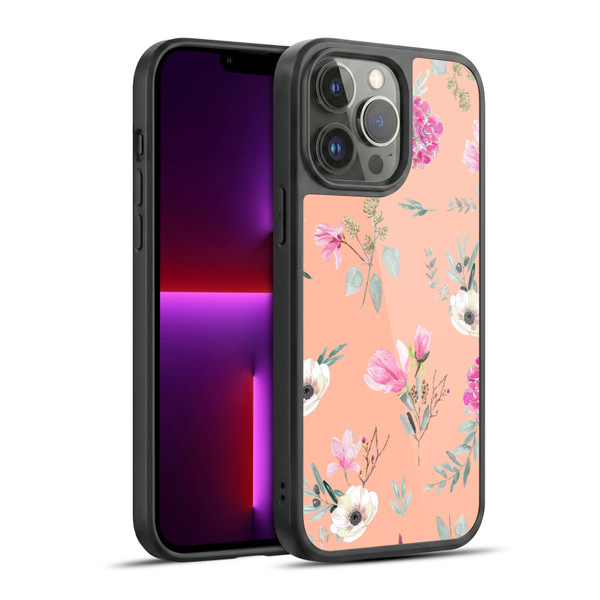 Anis Illustration Flower Pattern 2 Peach Gel Armour Case For Apple iPhone 13 Pro Max