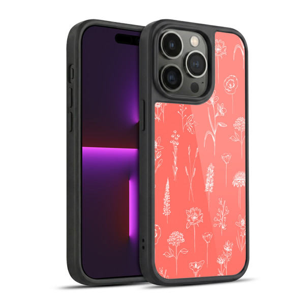 Anis Illustration Flower Pattern 2 Coral Gel Armour Case For Apple iPhone 14 Pro