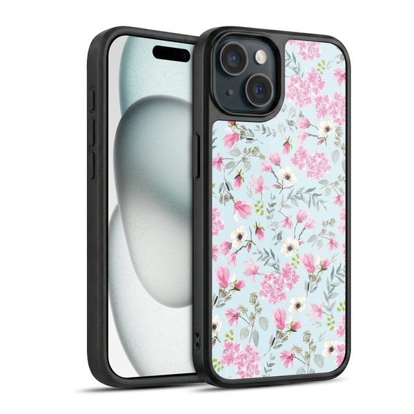 Anis Illustration Flower Pattern 2 Pink Gel Armour Case For Apple iPhone 15