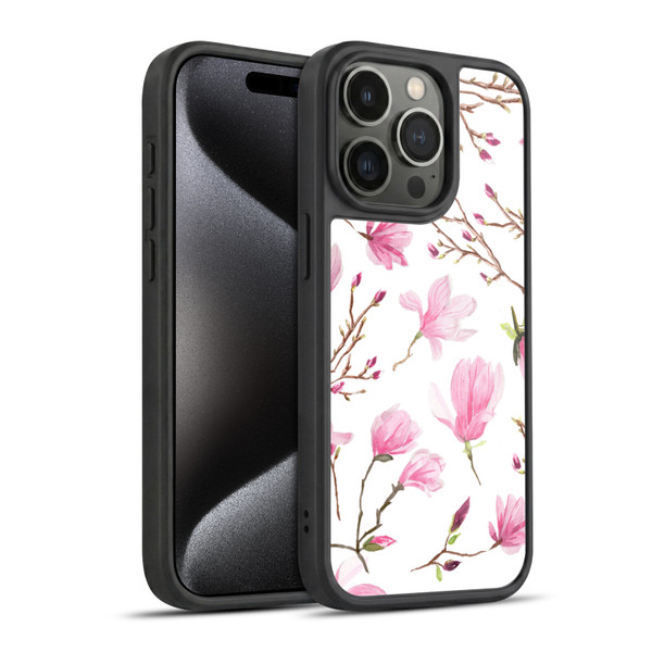 Anis Illustration Flower Pattern 2 Magnolia Gel Armour Case For Apple iPhone 15 Pro