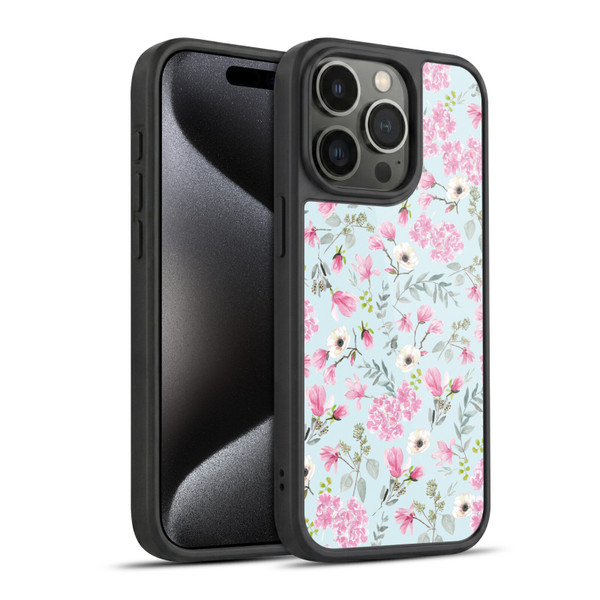 Anis Illustration Flower Pattern 2 Pink Gel Armour Case For Apple iPhone 15 Pro