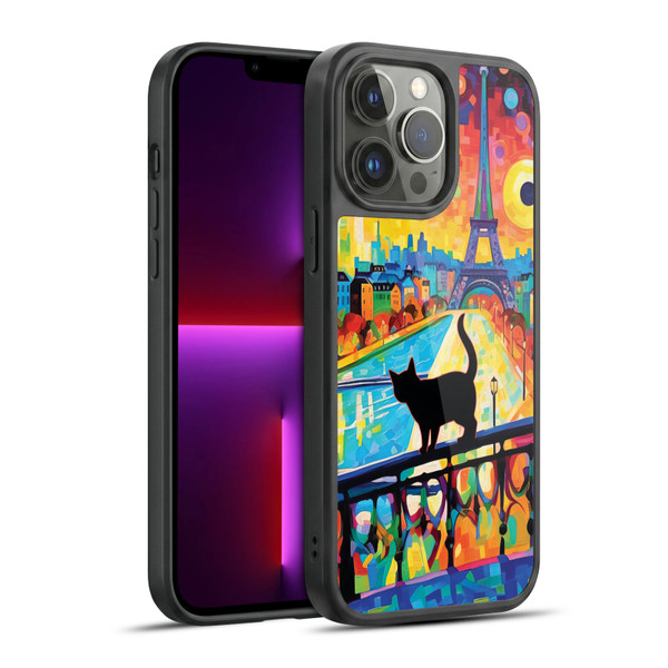 Michael David Ward Psychedelic Art Cat In Midnight Paris Gel Armour Case For Apple iPhone 13 Pro Max